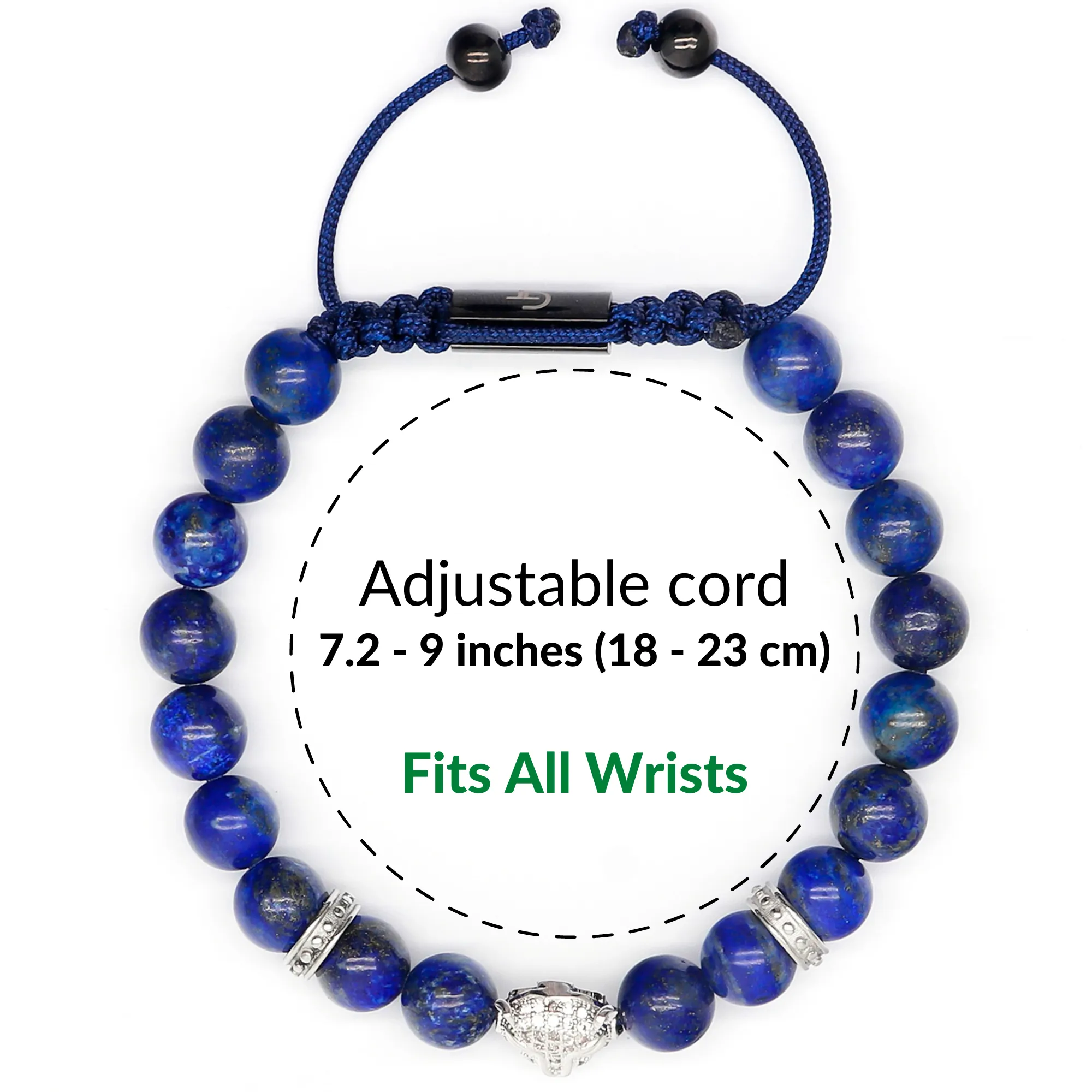 Men's LAPIS LAZULI Bracelet With Silver LEOPARD Head