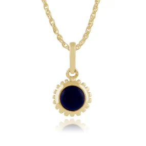 Pendentif Classique Or Jaune 375 Lapis Lazuli Rond