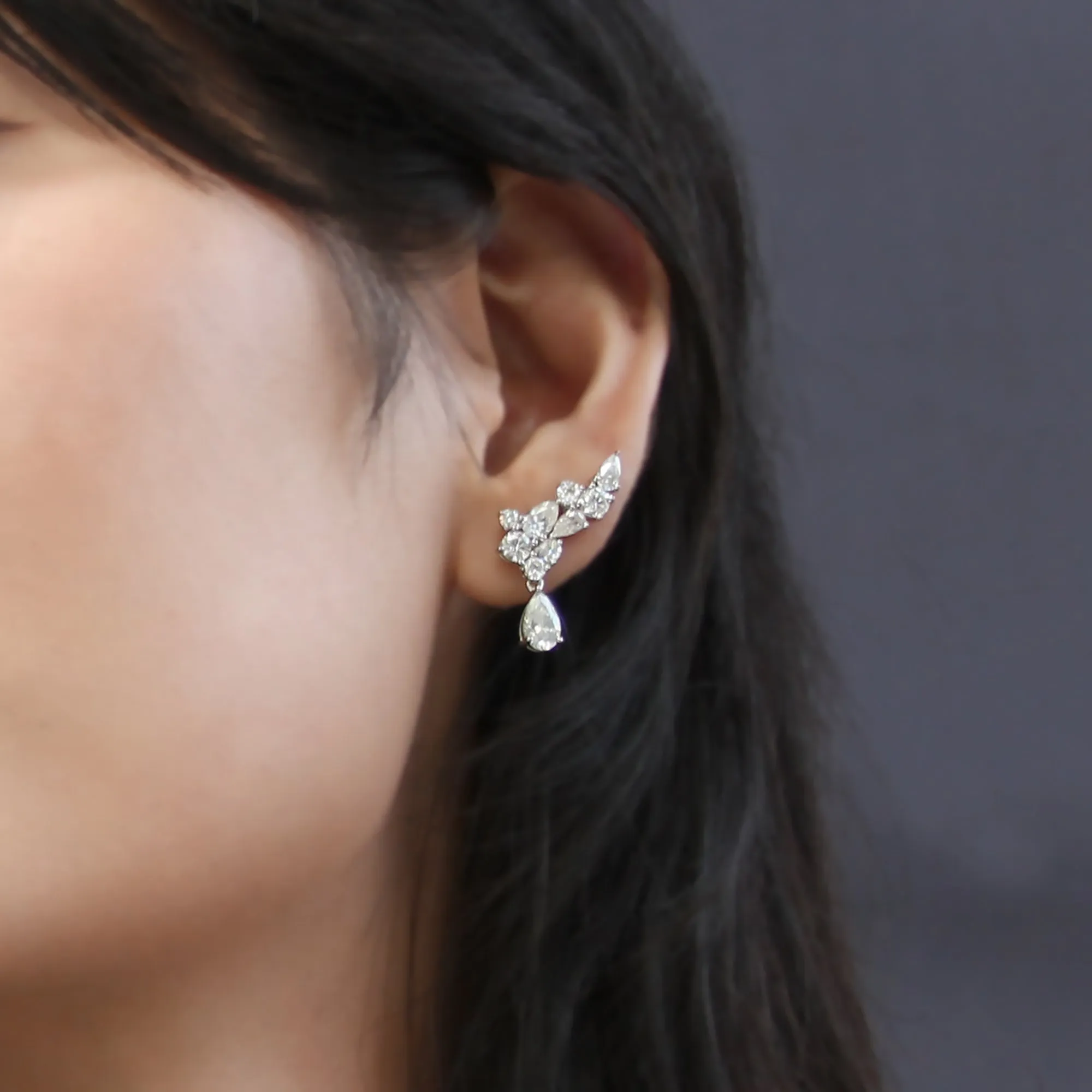 Sparkle Beyond the Aisle: CZ Cluster Angel Wing Earrings